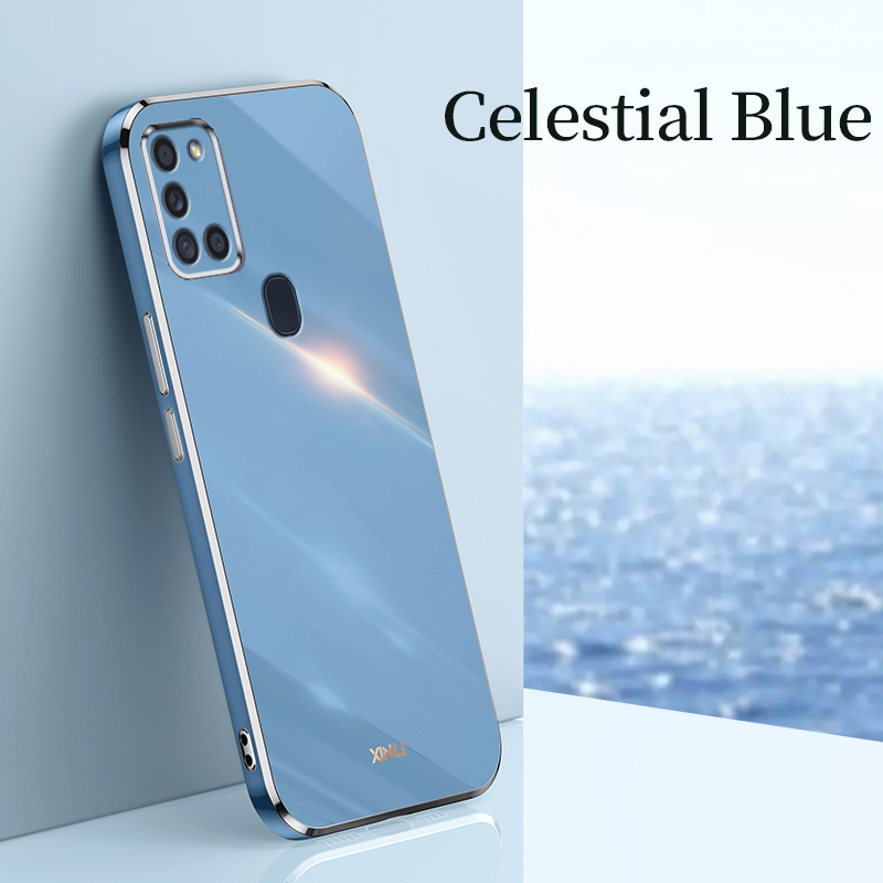 YBD Plating phone Case For Samsung Galaxy A21S Casing Precise Camera Protection cases Luxury Straight Edge Cover