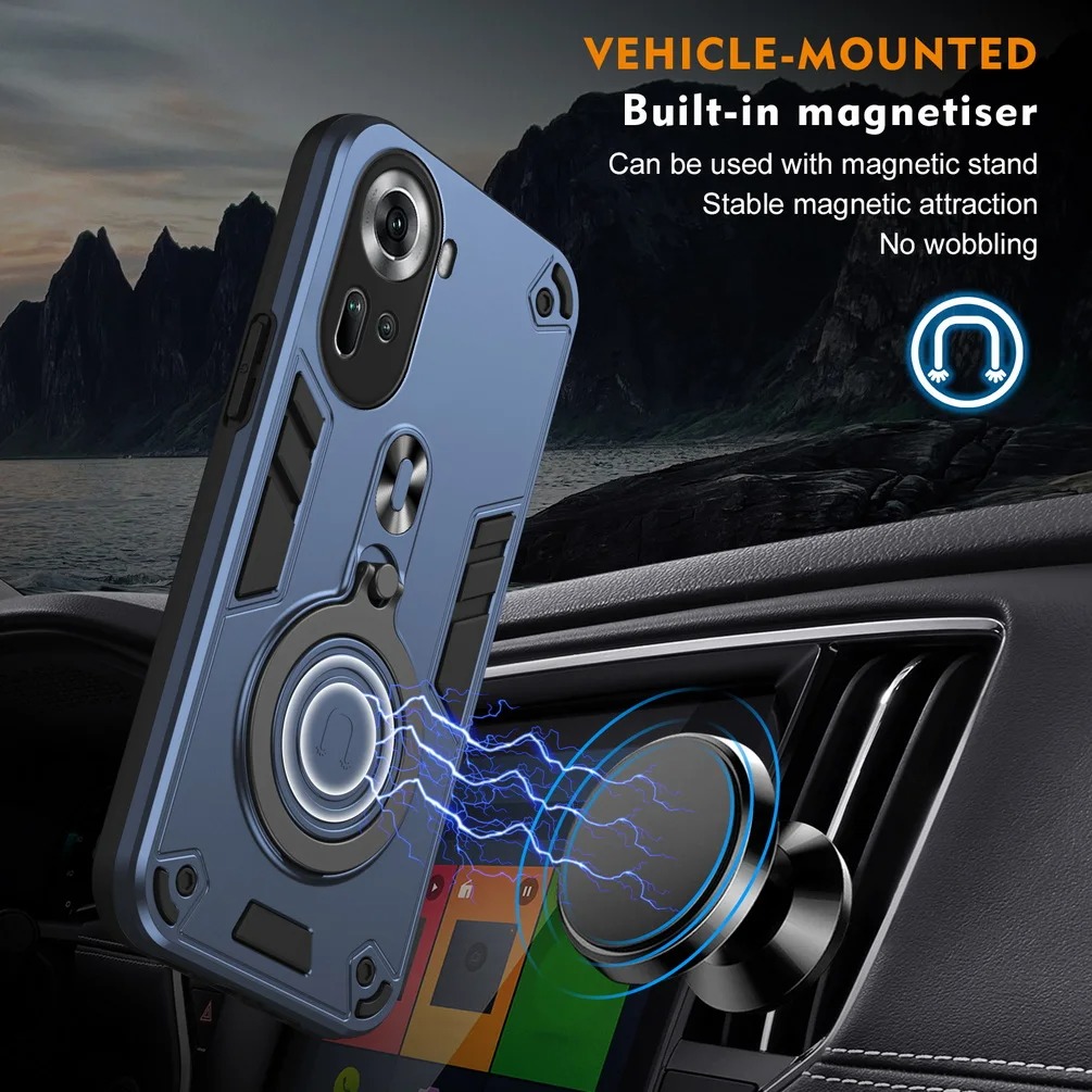 For OPPO A60 Case Shockproof Armor iron Metal Ring Kickstand Bracket Casing for For OPPO Reno 11 10 10Pro Cover Casing HP.