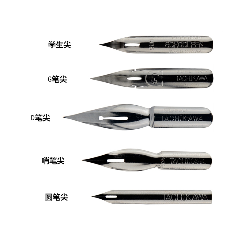 Tachikawa T77-5B Set Di 5 Pennini Maru Pen Soft Per Manga, Fumetti E Illustrazione, Punta Fine Elastica