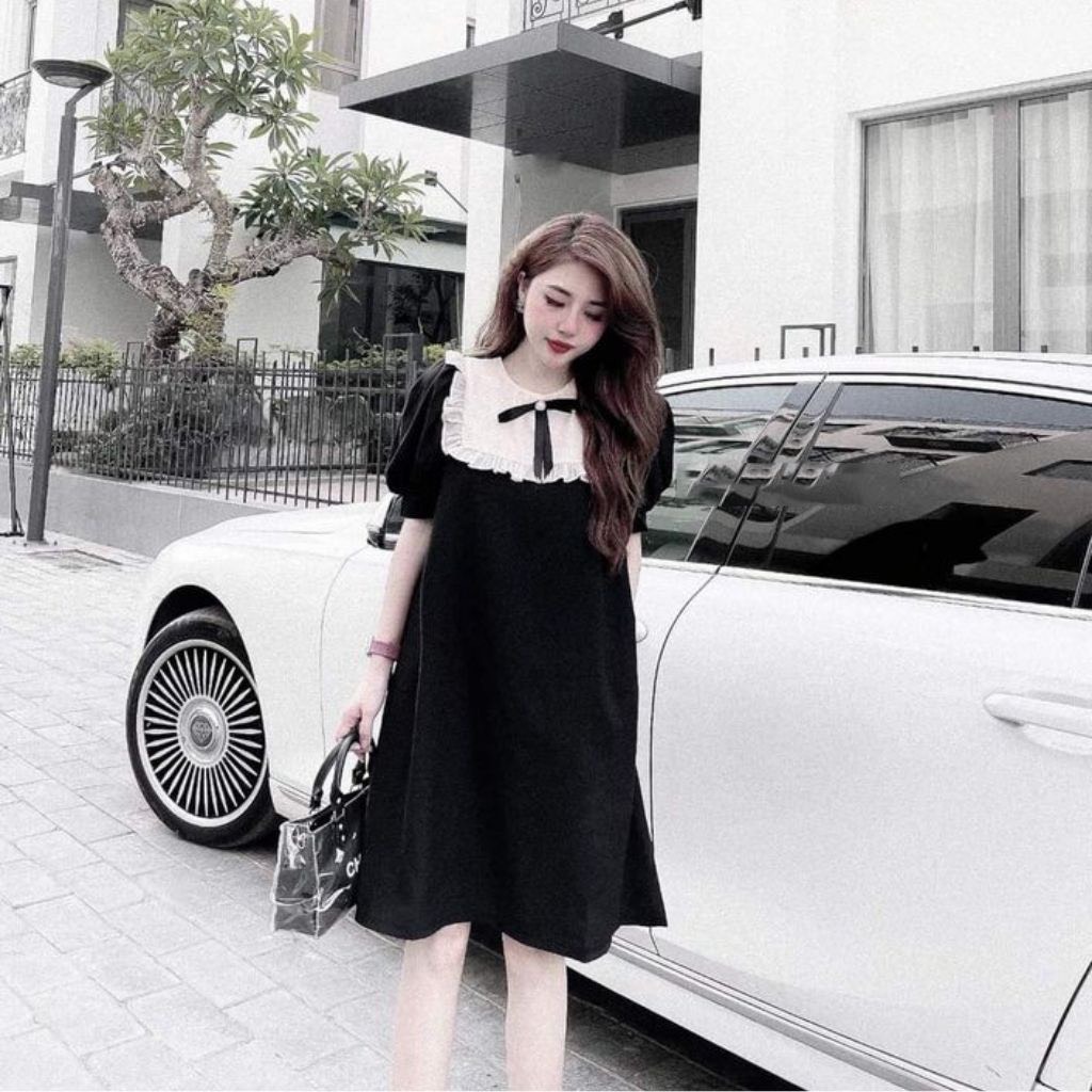 Váy bầu đẹp giá rẻ đầm bầu công sở thiết kế thời trang MAMADRESS dáng suông chất cực mát V06