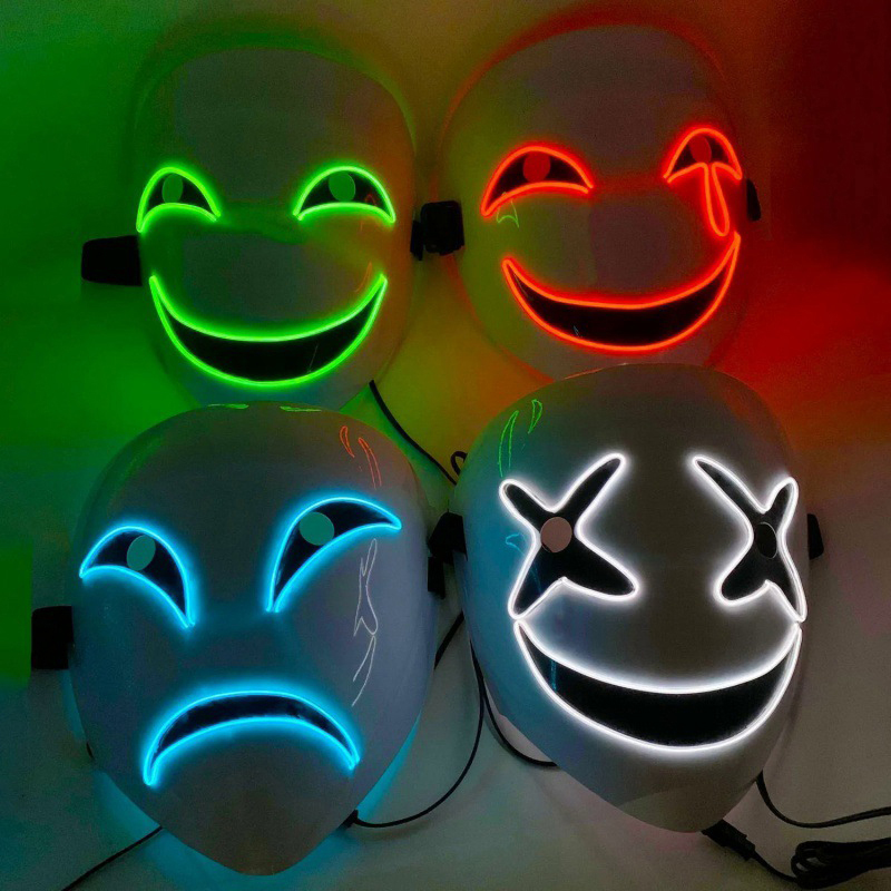 New Creative LED Halloween Clown Glow Mask White Green Blue Red Crying Smile Clown.