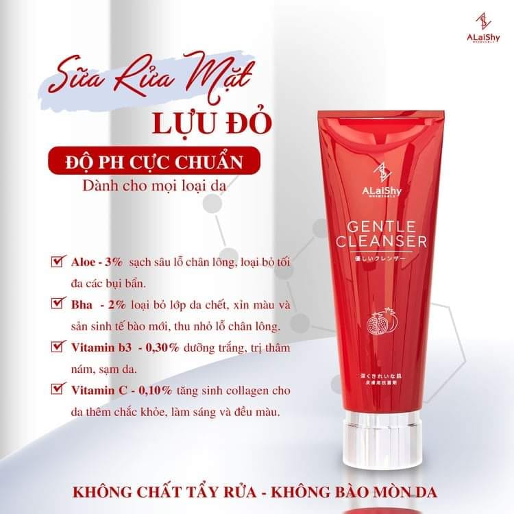 SỮA RỬA MẶT ALAISHY LỰU ĐỎ - sạch sâu - CẤP ẨM - DƯỠNG TRẮNG