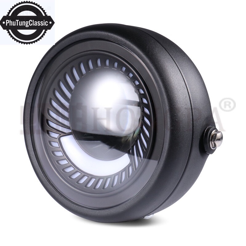 Combo đèn pha led xoáy Retro kèm theo tai bắt pha độ mọi loại xe classic, tracker...