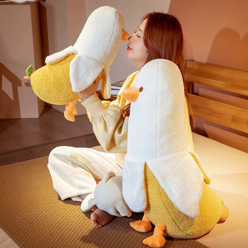 Creative Cartoon Duck Plush Toy Banana Duck Doll Funny Yellow Duck Sofa  Cushion Bedroom Pillow Gift for Friends kawaii pillows
