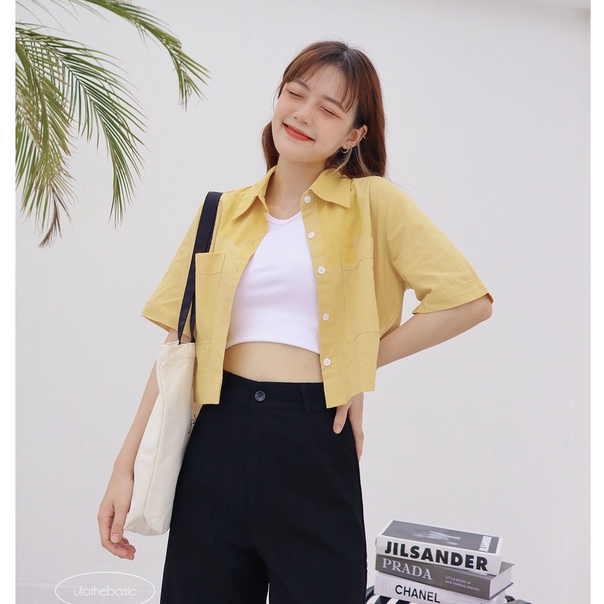 [Nhập LAZLOOK99 GIẢM 100K/500K] Áo sơ mi dáng lửng vải linen - Linen Pocket Shirt - ufo.thebasic