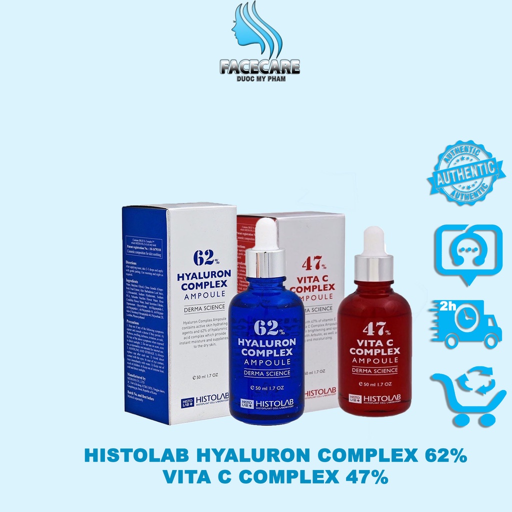Serum Cấp Ẩm Histolab 62% Hyaluron Complex, VitaC 47% 50ml