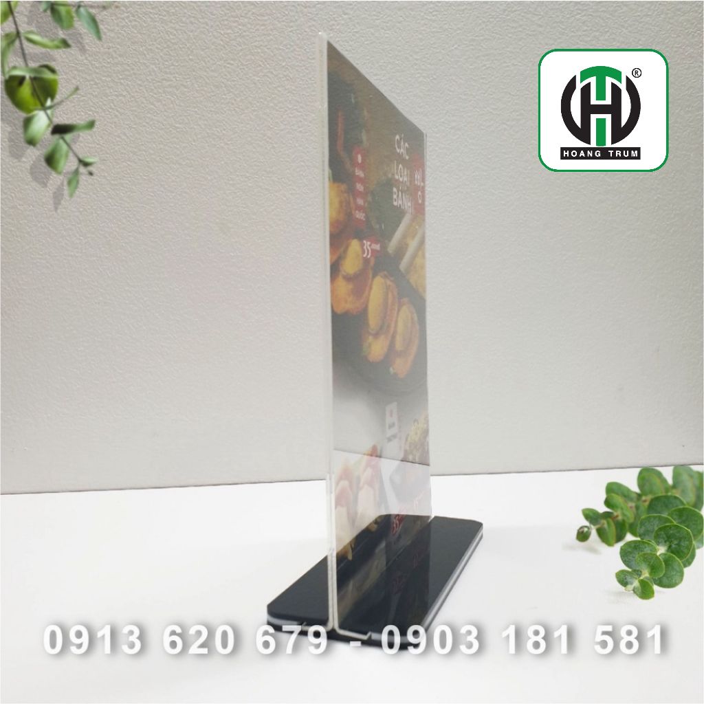 Menu Mica, Menu để bàn A4, A5, A6 Đế đen, mica Đài Loan