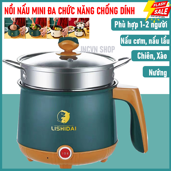 Nồi Lẩu Điện Đa Năng Tặng Kèm Khay Hấp, Nấu Ăn Siêu Tốc, 2 Mức Nhiệt, Lồng Nồi Chống Dính