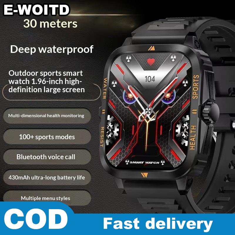 E-WOITD Người Đàn Ông Thể Thao Thông Minh Đồng Hồ 2.19 ”Màn Hình Oxy Máu Bluetooth Nói chuyện Đồng Hồ Đa Thể Thao Chế Độ IP67 Ngoài Trời Không Thấm Nước Thông Minh Đồng Hồ