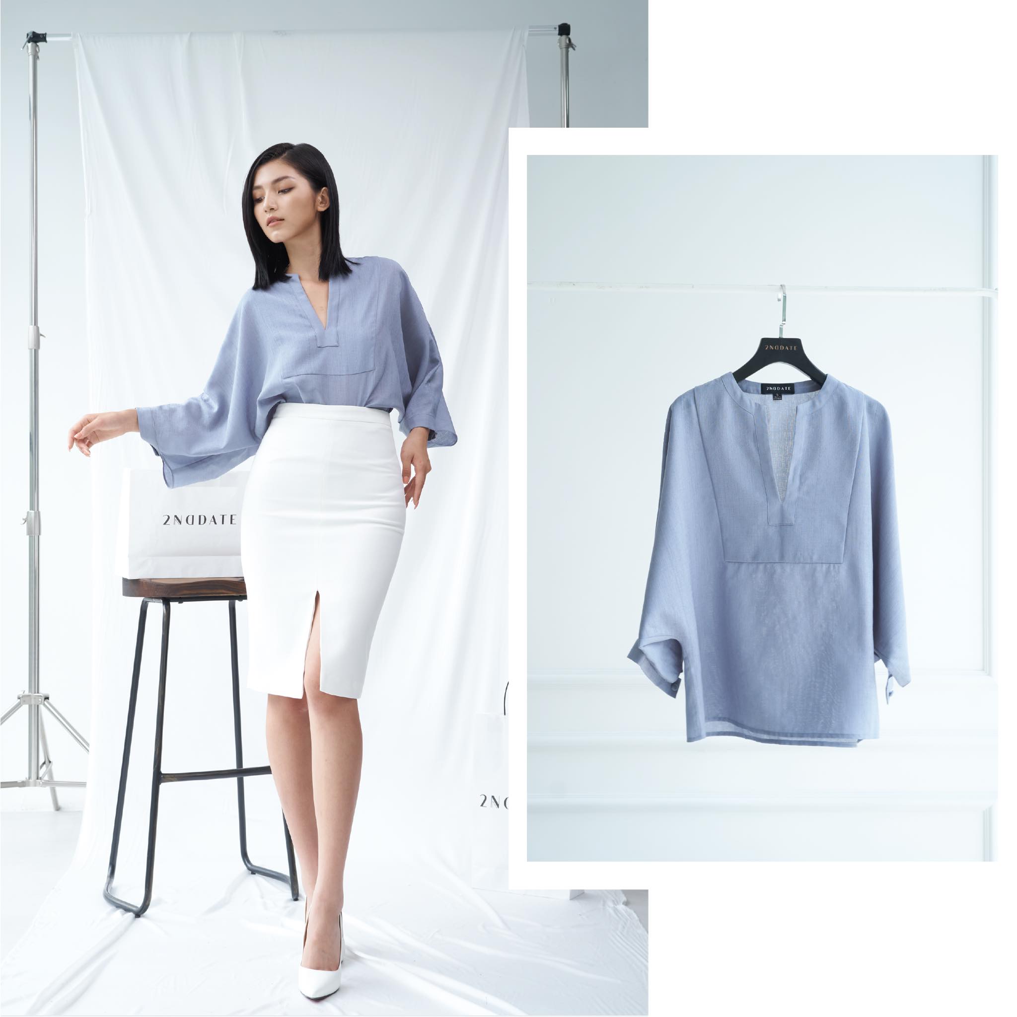Áo cổ V lanh 2ND DATE TOP029SB