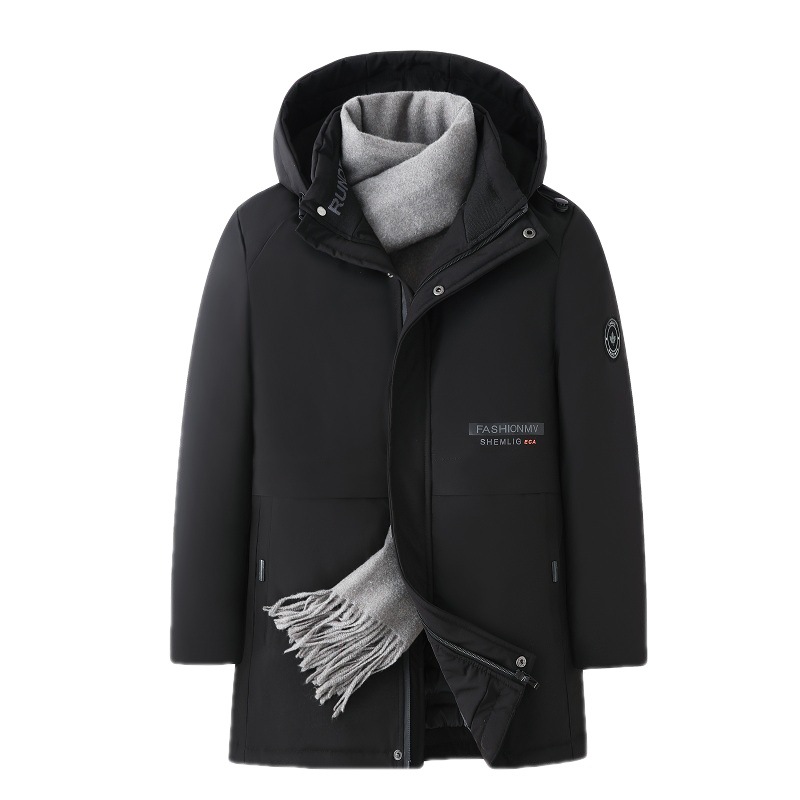 Winter mid length for middle-aged and elderly light business coat, thickened down jacket, high-quality men's cotton jacket DOWN JACKETS