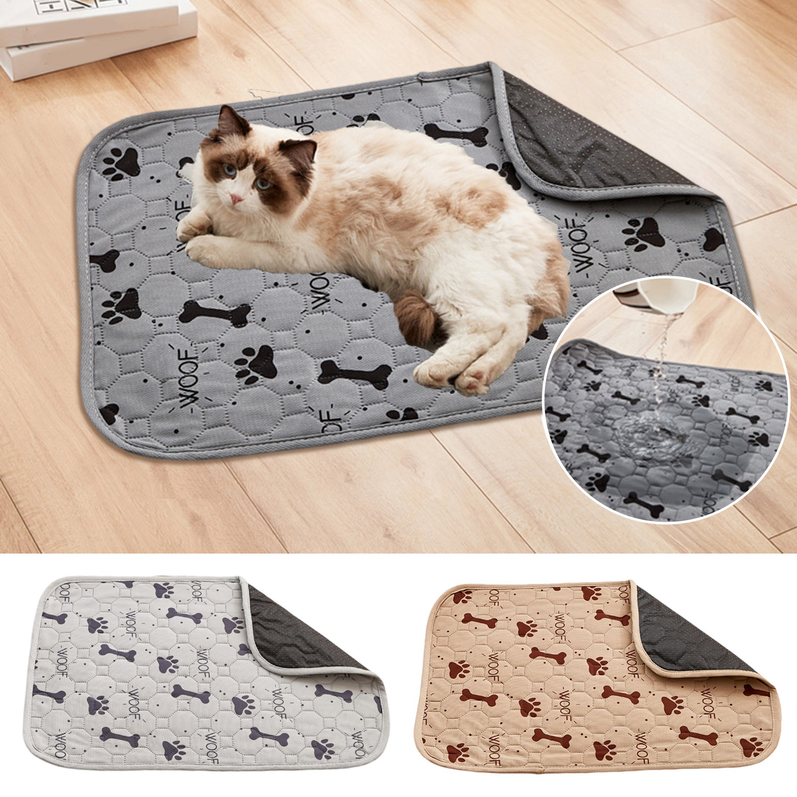 Washable Pee Pad Soft Dog Diaper Mat Premium Washable Pet Training Pad Quick Dry Highly Absorbent Extra-soft Urine Mat for Dogs and Cats Cartoon Print Design Ideal