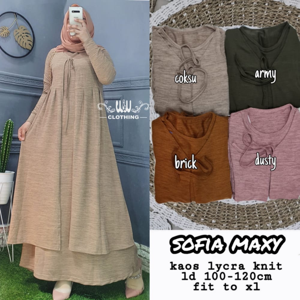 Pakaian Wanita Gaun Panjang Maksi Sopia Maxi Kaos Lycra Knit