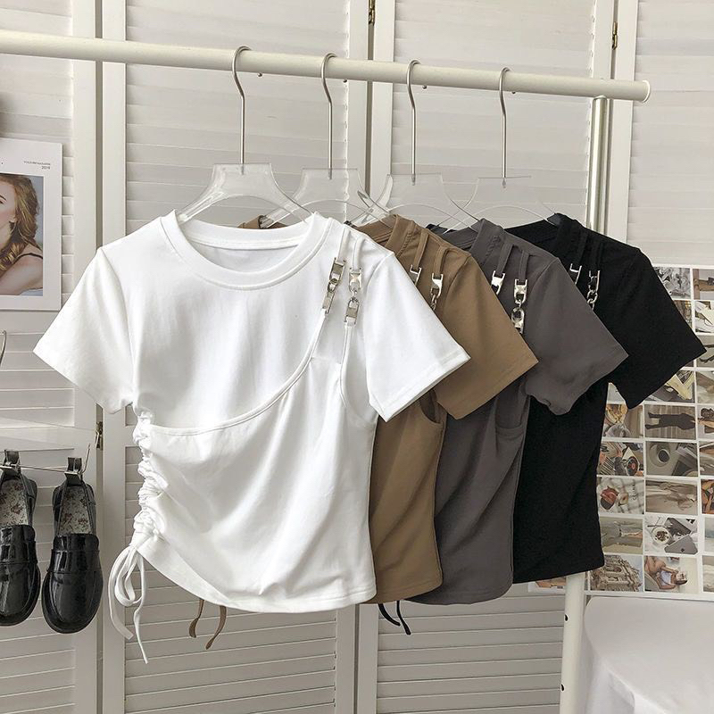KCS⭐Áo croptop rút dây phối khoá🔉