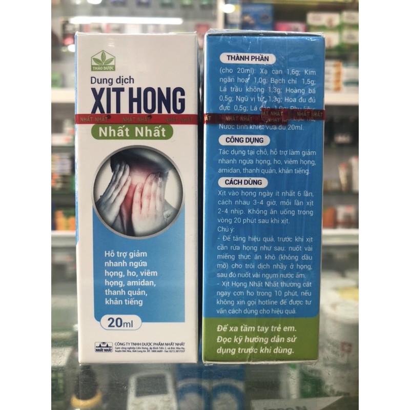Dung dịch xịt họng nhất nhất chai 20ml