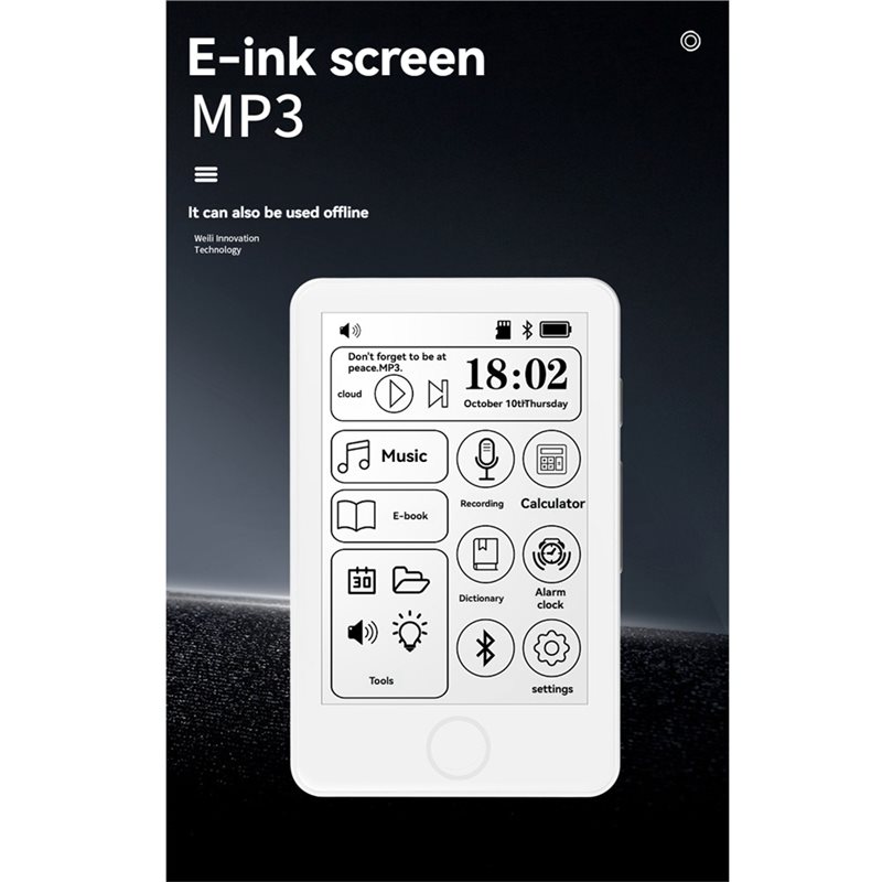 E-Book Reader MP3 Player 2.7Inch E-Ink Screen Mini Digital Bluetooth ...