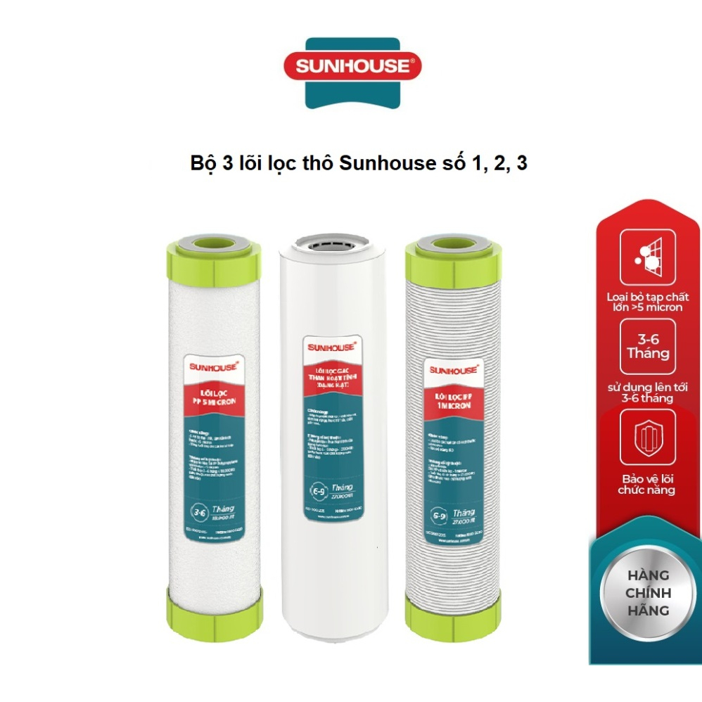 Combo Lõi lọc nước số 1, 2 ,3 SUNHOUSE SHRLL1 SHRLL2 SHRLL3