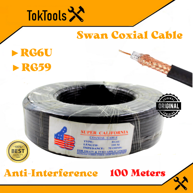 SWAN Coaxial Cable RG6 RG59 HD CCTV Antenna Extension Copper Wire No