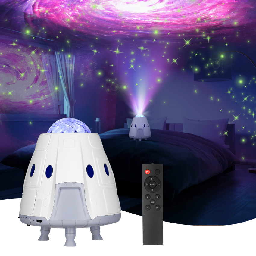 Star Projector Light Projector, Space Capsule Star Night Light For Kids, Bluetooth Speaker & Music Sync With 8 Light Modes, A Magic Starry Light For Bedroom, Party
