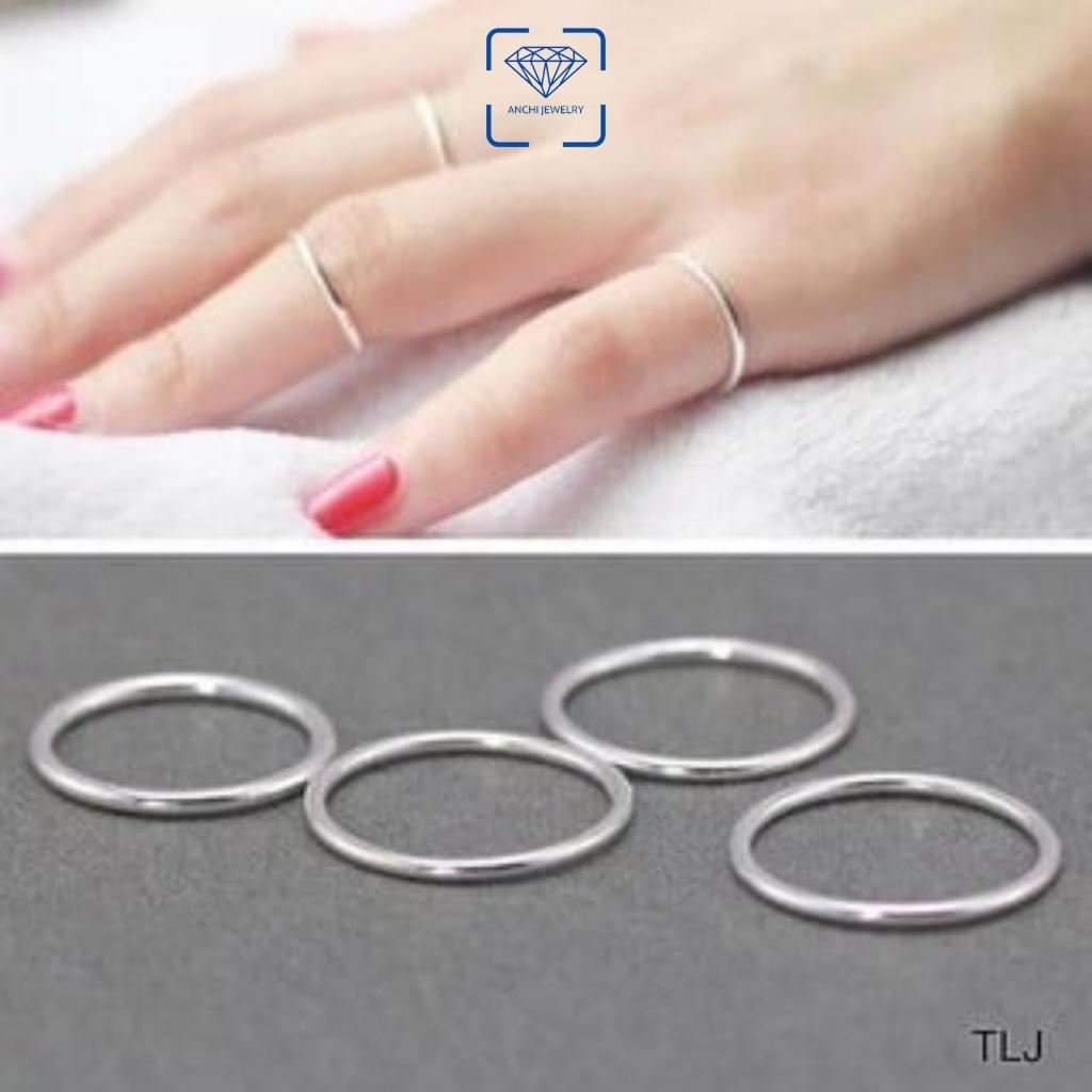 Nhẫn nữ học sinh 1k bạc ta basic đơn giản, Anchi jewelry