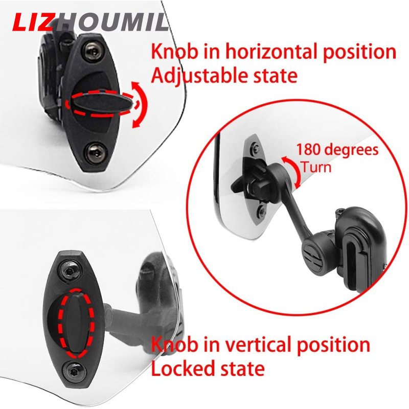 LIZHOUMIL 1 Set Motorcycle Windshield Extension Adjustable Spoiler Universal Clamp-on Windscreen Deflector Parts