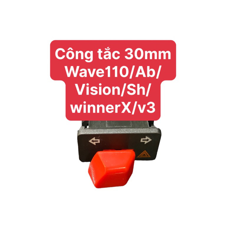 Công Tắc Hazard 30mm /hình thang Nút Đỏ Nhập Thái Xịn