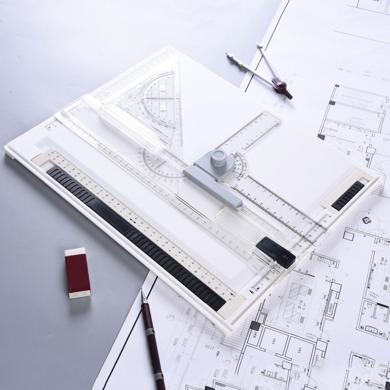 BNGOOD A4 Drawing Board Set Metric System Technical Drafting Painting Writing Drawing Graphic Architectural Sketch Table