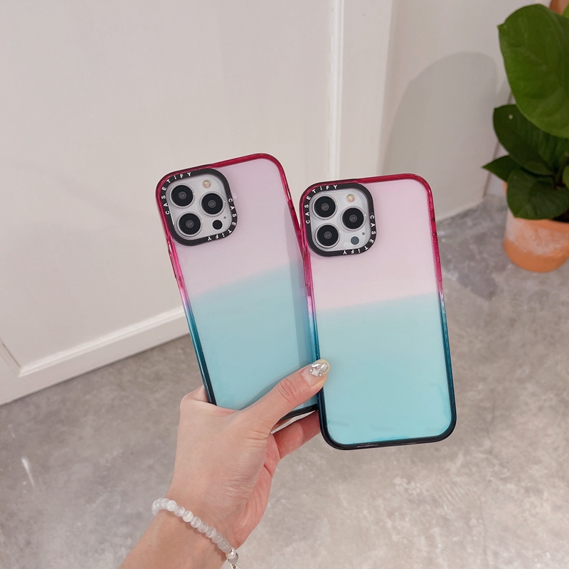 Original Casetify Gradient Cotton Candy Solid Color Hard impact Case Cover For iPhone 11 12 13 14 15 Pro Max Casing