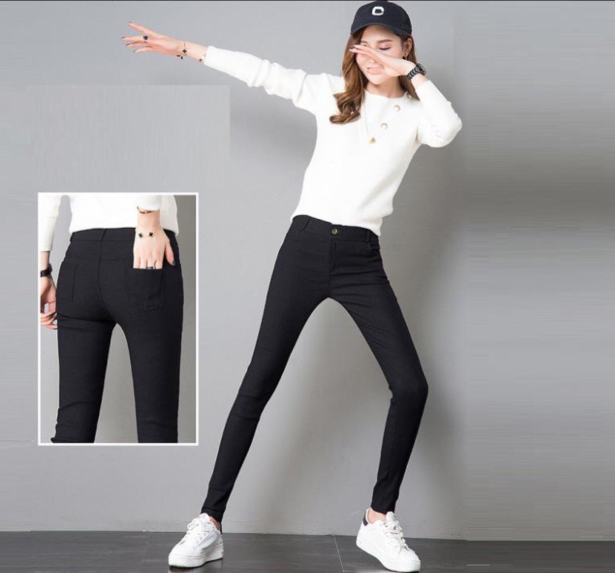 Quần Kaki thun nữ cao cấp co giãn mạnh dáng ôm