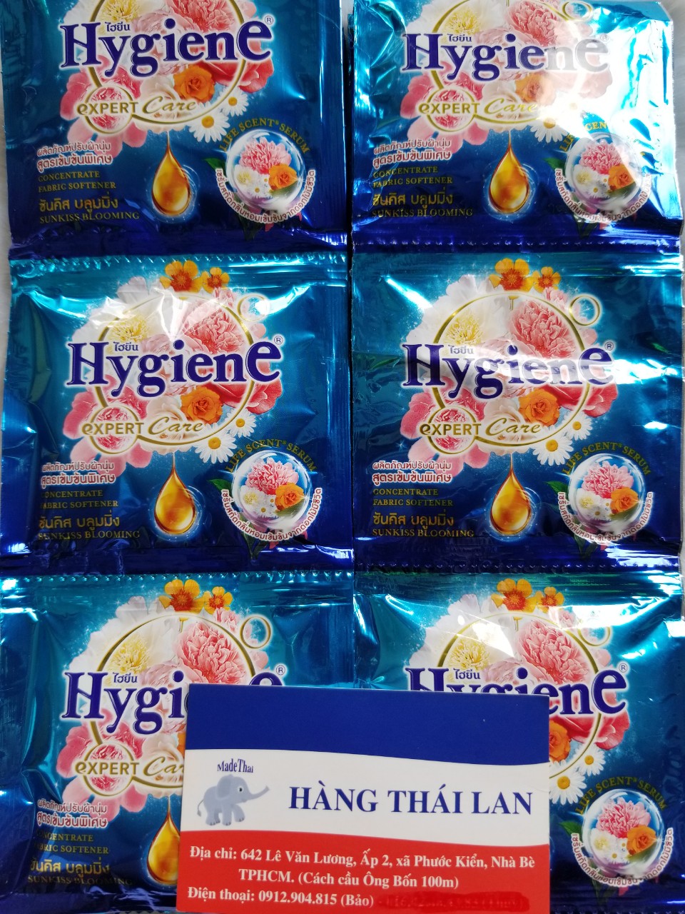 [HCM] Combo 5 dây (60 gói)nước xả Hygiene Thái Lan- Màu Xanh Sunkiss