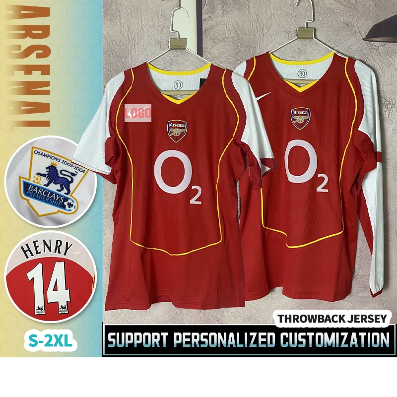 ❃☼∋ arsenal home 04-05 short/long sleeve football t-shirt top s-2xl x customized high qualityx