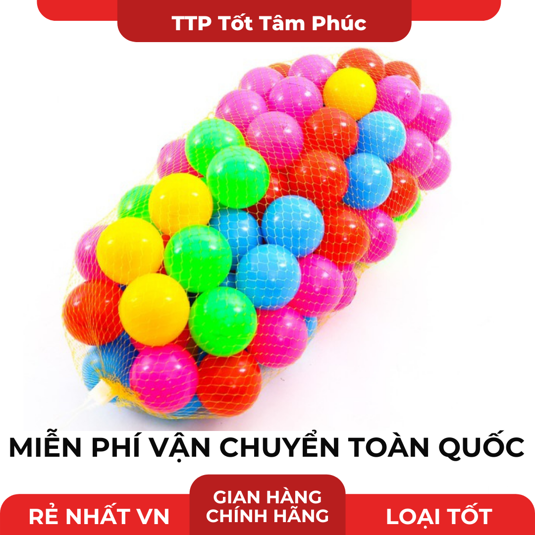 Nhà Banh Cho Bé - Combo 100 quả bóng nhựa mềm nhiều màu