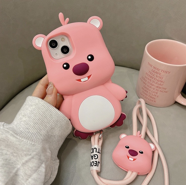 Ốp Lưng Gấu Loopy Silicon Chống Sốc Có Dây Đeo Cho Iphone