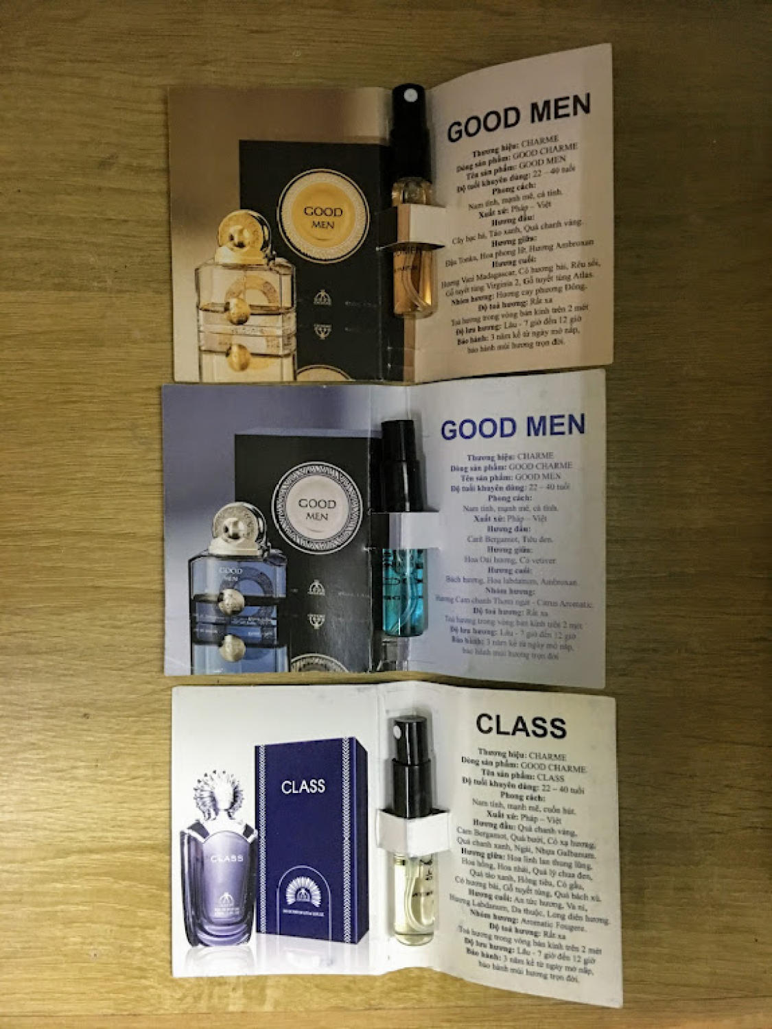 Mẫu thử nước hoa Good Char.me (GOOD MEN BLUE, GOOD MEN VÀNG, CLASS, ENTER, LAVISH, PERFECT) - Ống 3ml dạng xịt