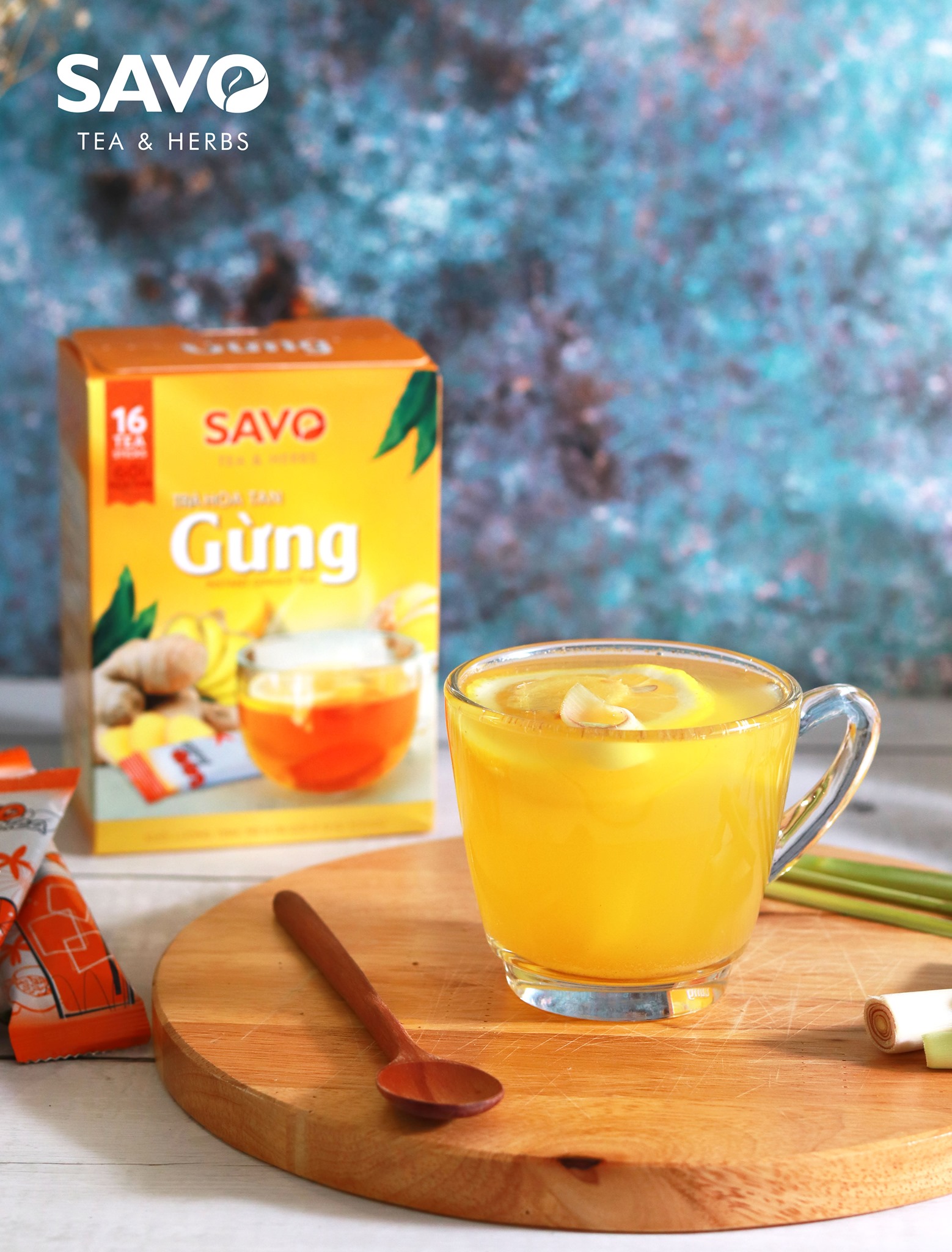 SAVO TRÀ HÒA TAN - VỊ GỪNG (Hộp 16 gói)
