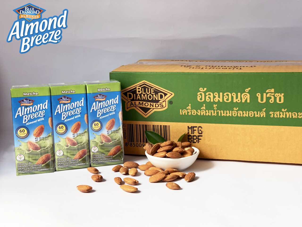 [ Thùng 8 Lốc 3 x 180ml ] Sữa Hạt Hạnh Nhân ALMOND BREEZE vị Matcha 24 Hộp