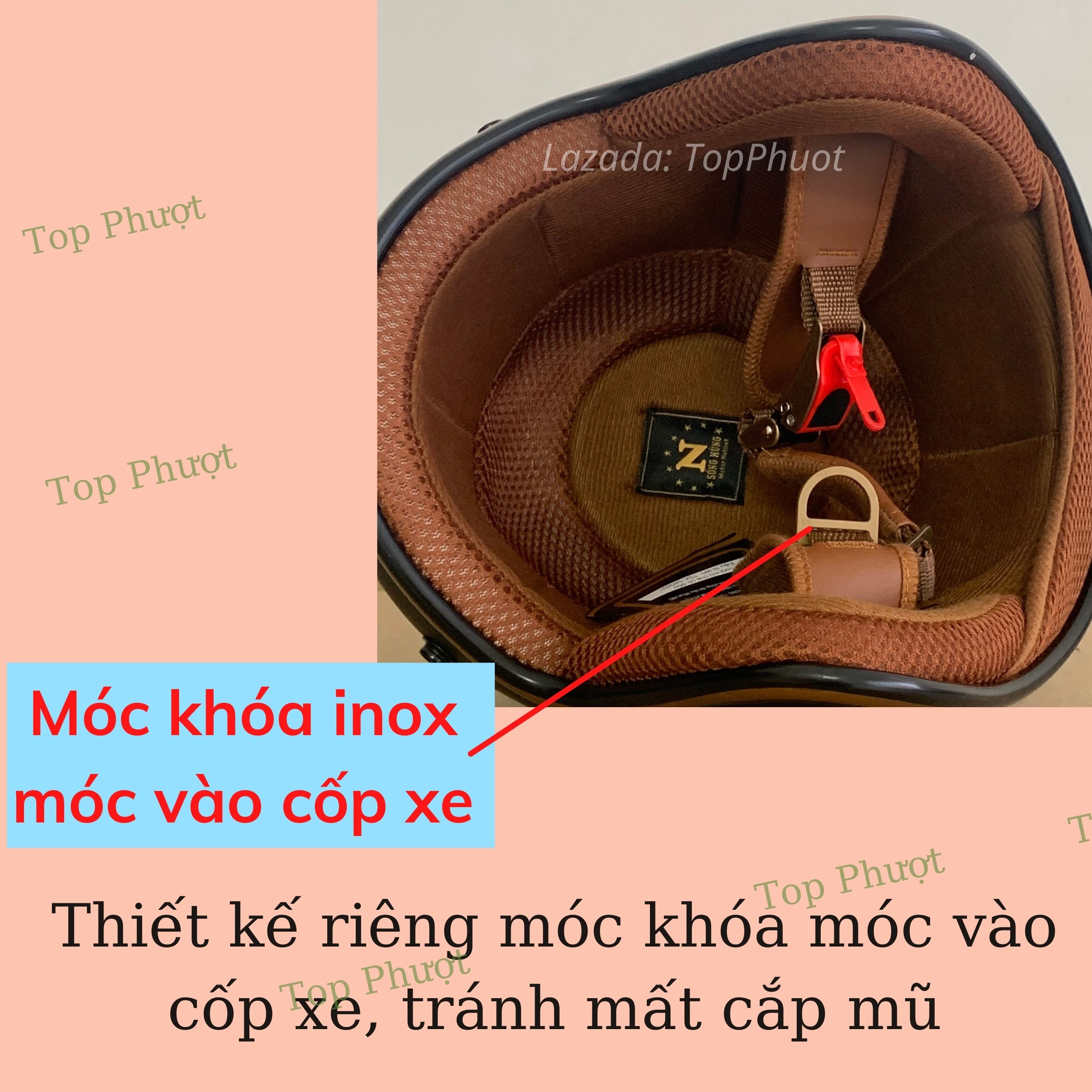 Mũ Bảo Hiểm 3/4 Napoli Ruby Cao Cấp