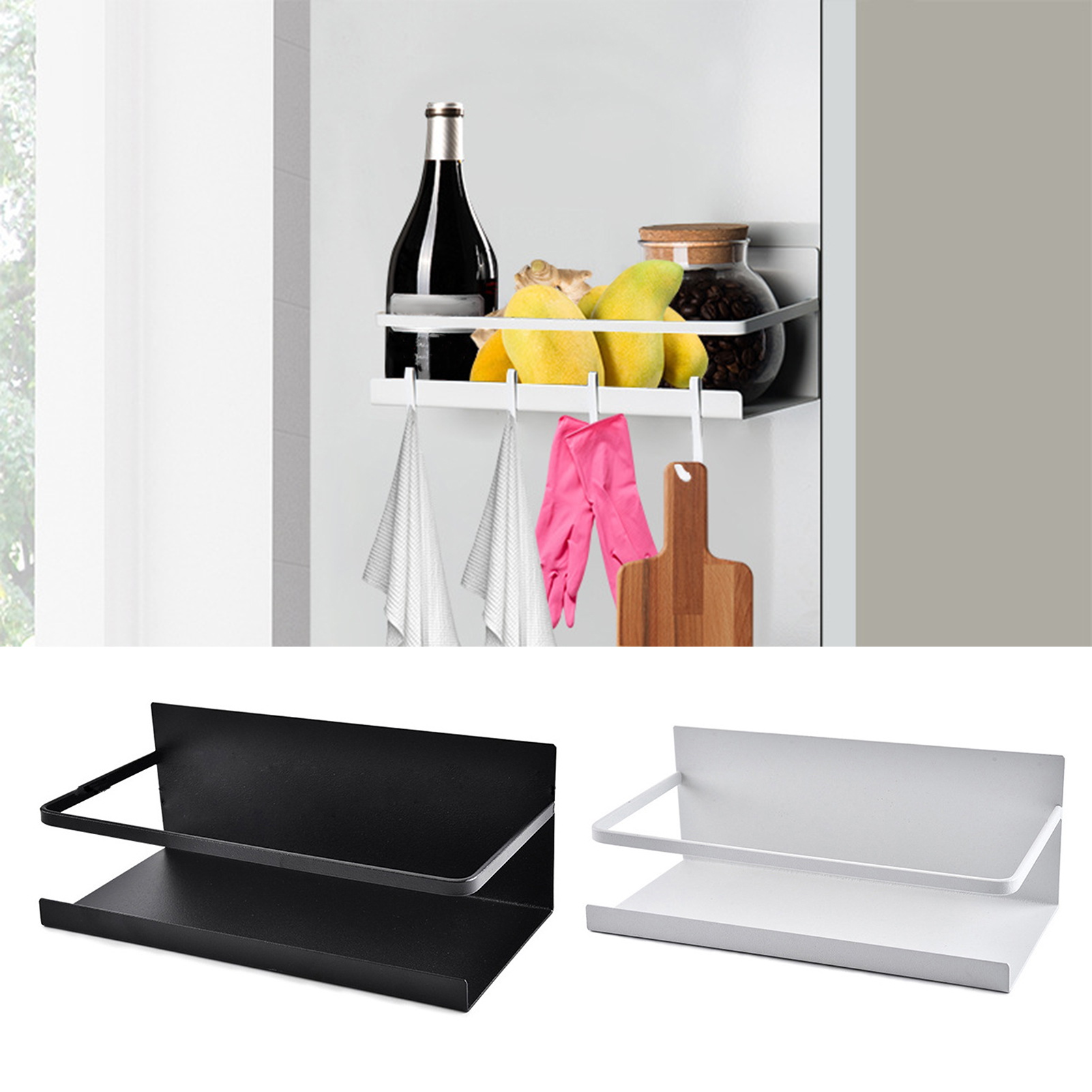 Secure Guardrail Design Refrigerator Shelf Refrigerator Side Shelf Space-saving Magnetic Spice Storage Rack with Heightened Guardrail Design Ideal Kitchen Organizer