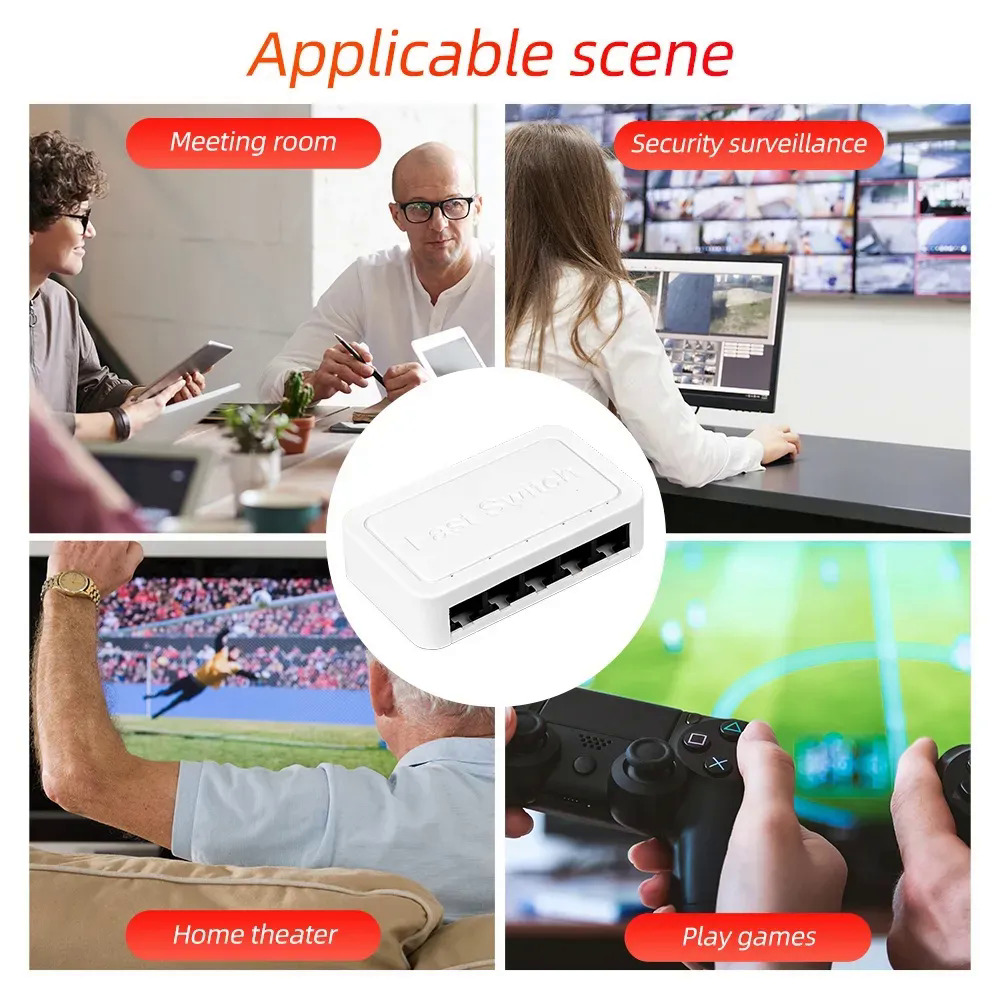 10100 1000Mbps Mini Connected Network Switch 5 Port Ethernet Switch Internet Splitter Desktop RJ45 Hub