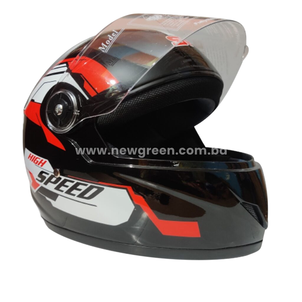 Protect Your Head with a Full Face Bike Helmet SFM High Speed in Black and White Graphics - Easy To use and Clean, A Unique Choice For Bikers.