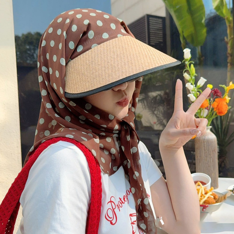 Sun Protection Hat With Scarf UV Protection Wide Brim Summer Beach