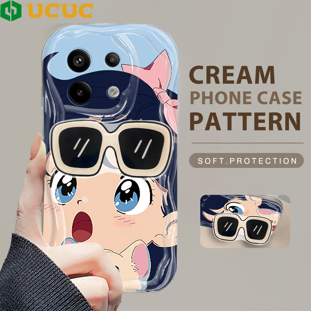 UCUC%20for%20Redmi%20Note%2013%204G%205G%20Note%2013%20Pro+%205G%20Xaomi%20Poco%20X6%20M6%20Pro%20Back%20Cover%20With%20Sunlasses%20Holder%20Cartoon%20Boy%20And%20Girl%20Cream%20Texture%20Wavy%20Edge%20Soft%20Silicone%20Phone%20Cases%20-%20Image%202