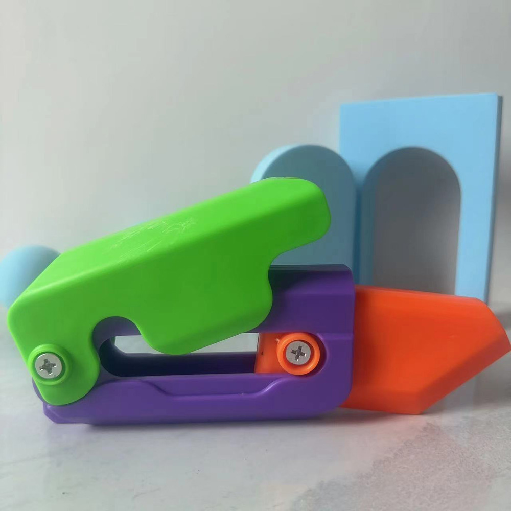 Giant 3D Gravity Knife Carrot Knife Decompression Push Card Small Toy Print Fluorescent Jumping Carrot