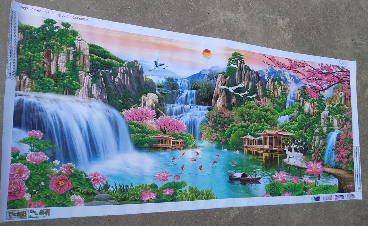 Tranh đính đá thành phẩm đã đính chưa khung 2mx90cm