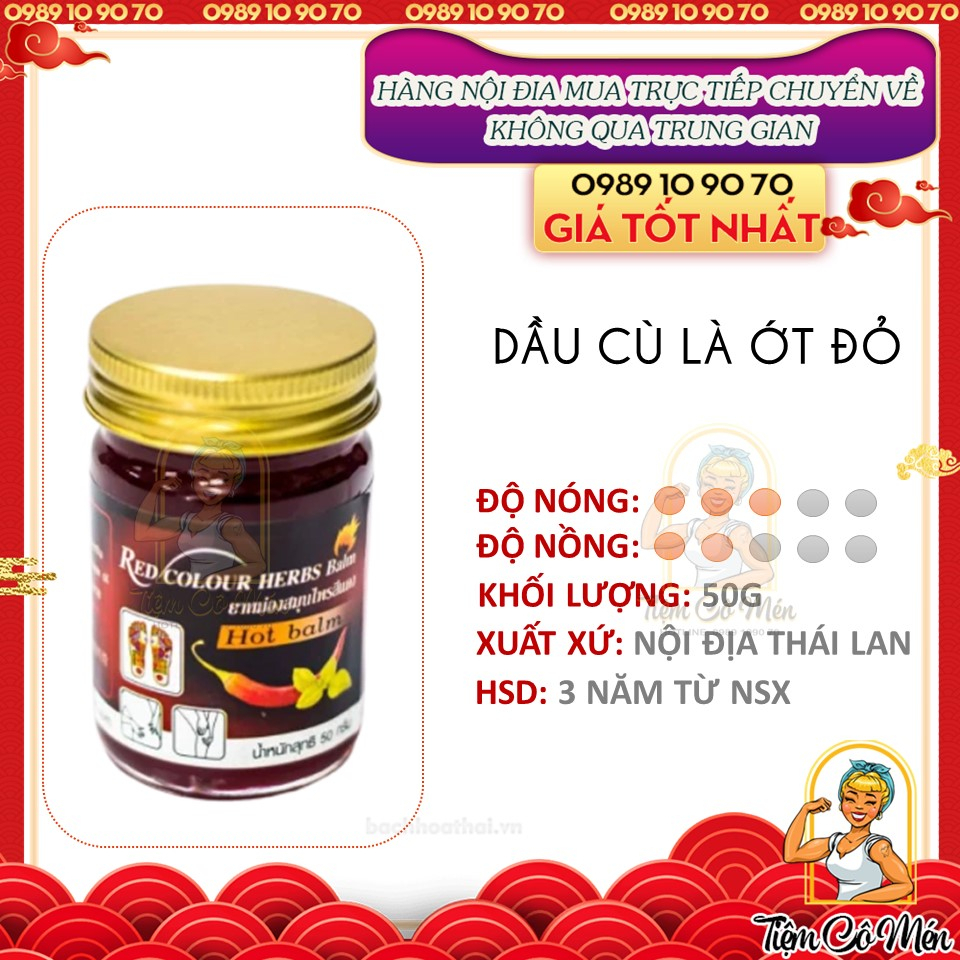 Dầu cù là ớt đỏ nóng thái lan - red colour herbs balm 50g