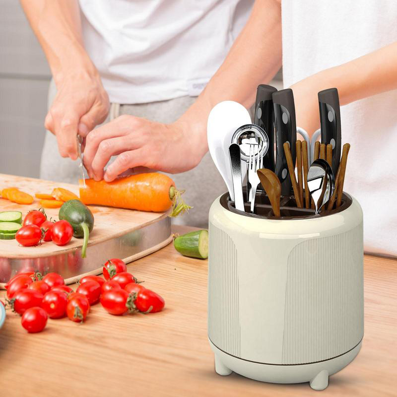 KS 🍳Ống đựng đũa giá cắm dao kệ gài thìa muỗm úp nắp vung nồi hộp nhựa có khay để thớt hứng nước thông minh Hộp đựng đũa giá đỡ bếp túi đựng công cụ xoay được Hộp đựng đũa Hộp đựng đồ giá lưu trữ dao đa năng