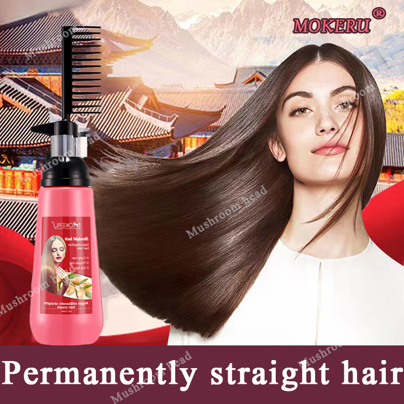 MOKERU 【 new production】hair straightener treatment cream permanent  rebonding set original permanent straight hair rebond with comb Pull-free  and clip-free Ion iron Does not hurt hair straightening care solution |  Lazada PH