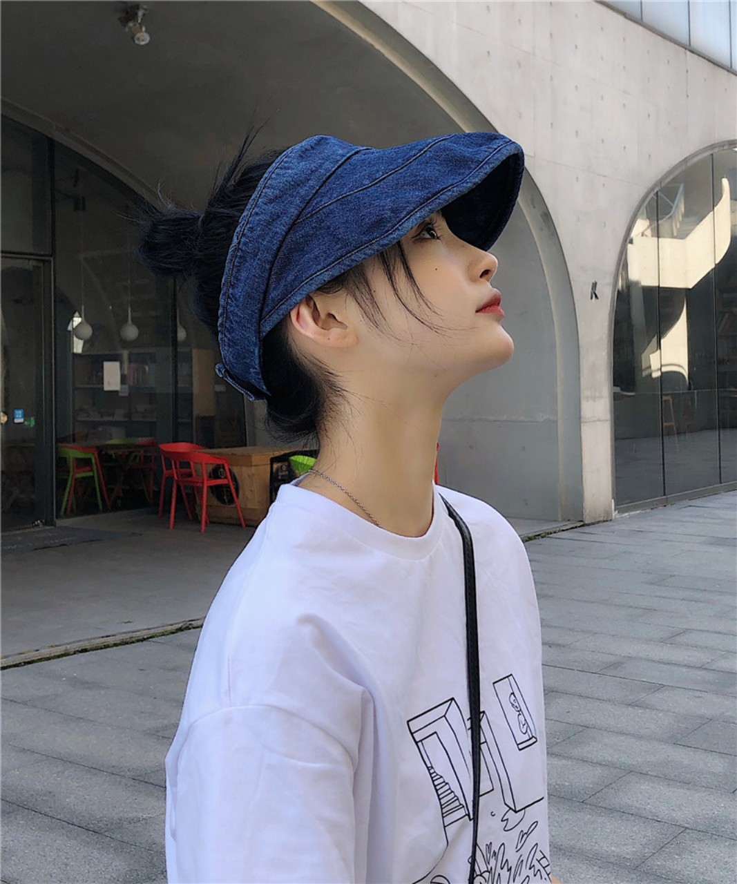 Mũ denim nửa đầu phong cách Hàn Quốc