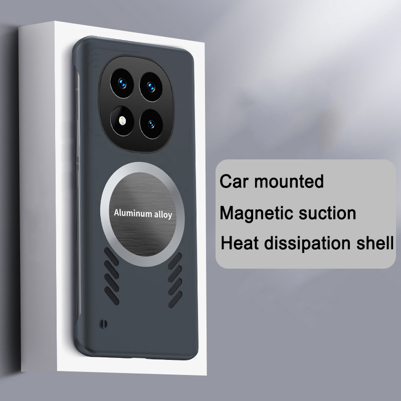 Phone case For Redmi Note 14 Pro+ Back cover Thin Frameless Case Clear Matte Rimless Adsorb Ring Holder Radiating Cover For Redmi Note 14 Pro Cover cases. 