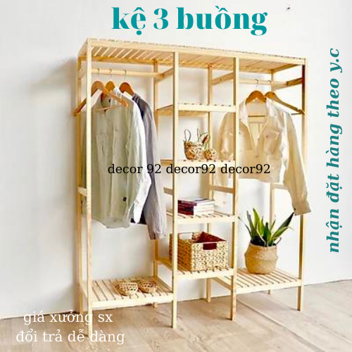Kệ treo quần áo,tủ treo quần áo( gỗ thông )